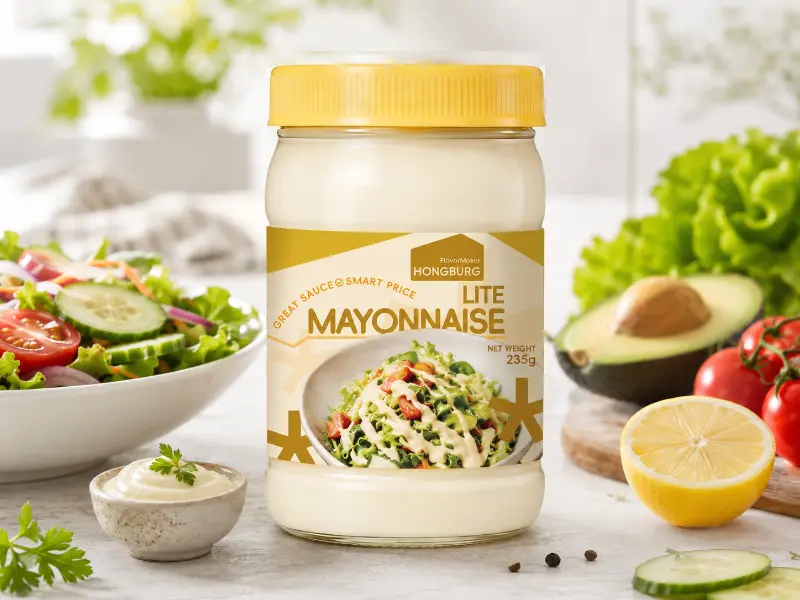 Mayonnaise allégée en bouteille en verre