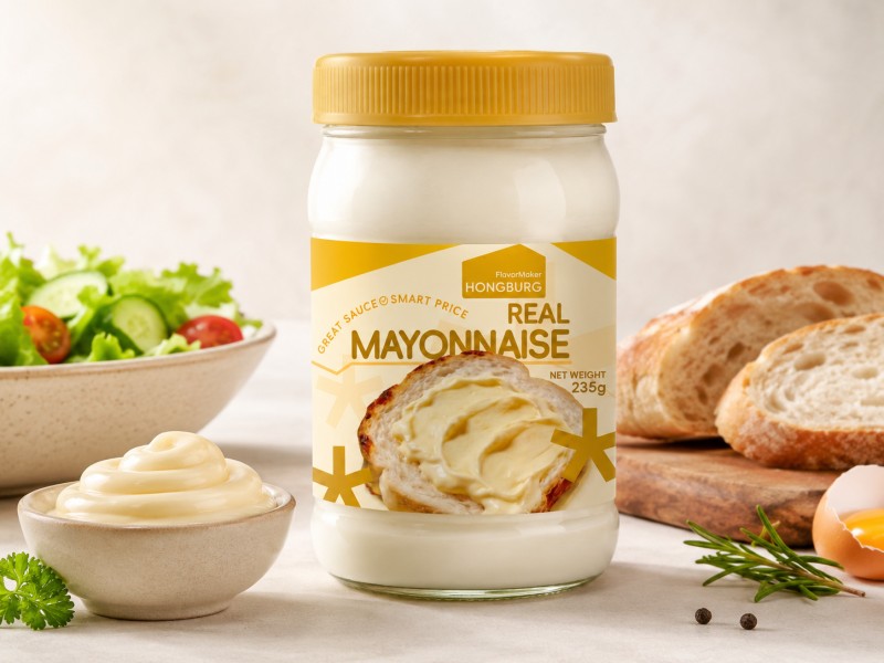 Vraie mayonnaise dans un pot en verre