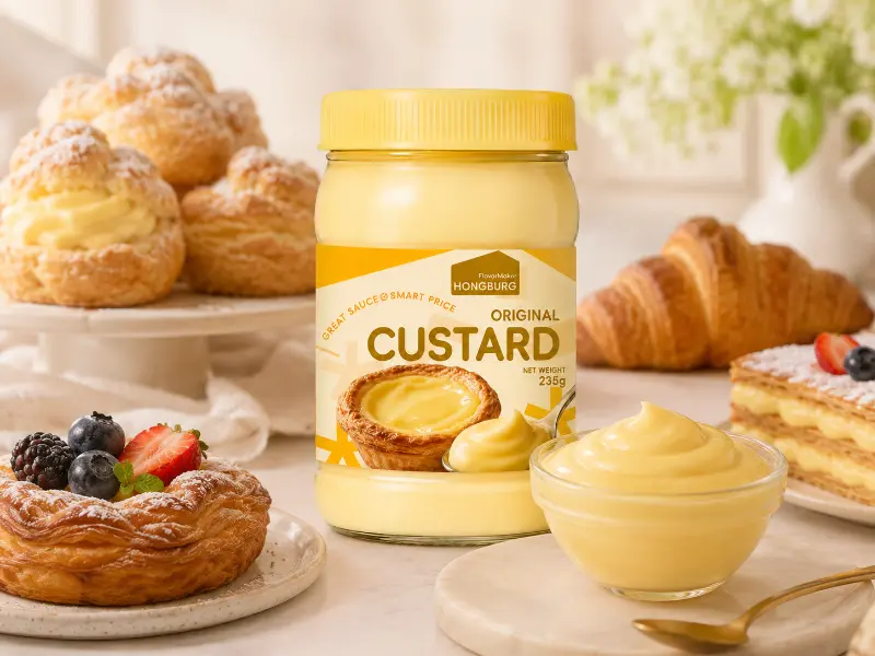 Sauce à la crème anglaise riche et onctueuse