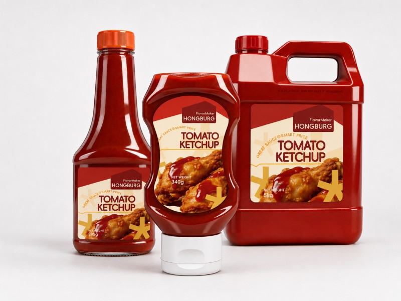 Ketchup aux tomates en bouteille pressée