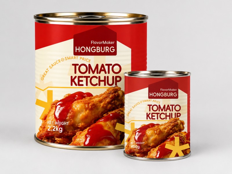 Ketchup aux tomates en boîte de conserve