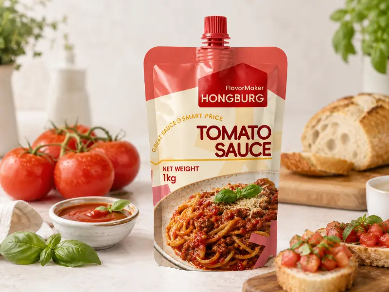 Sauce tomate en pochette à bec verseur